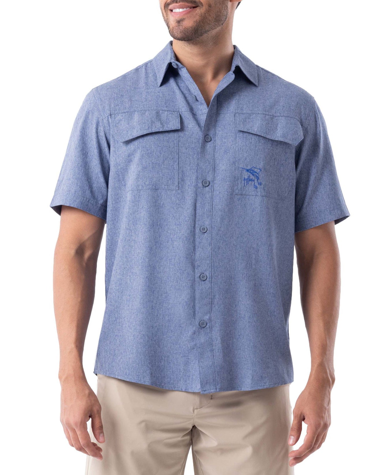 Camisa De Pesca De Manga Corta Core Solid Para Hombre