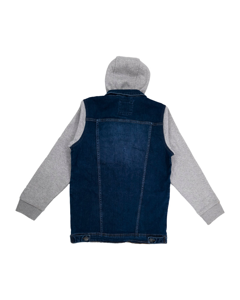 Chaqueta de lona con capucha y mangas de tela para hombre